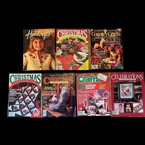 Christmas‎ Cross Stitch Quilt Craft Pattern Books Magazines Vintage Mix Lot of 7